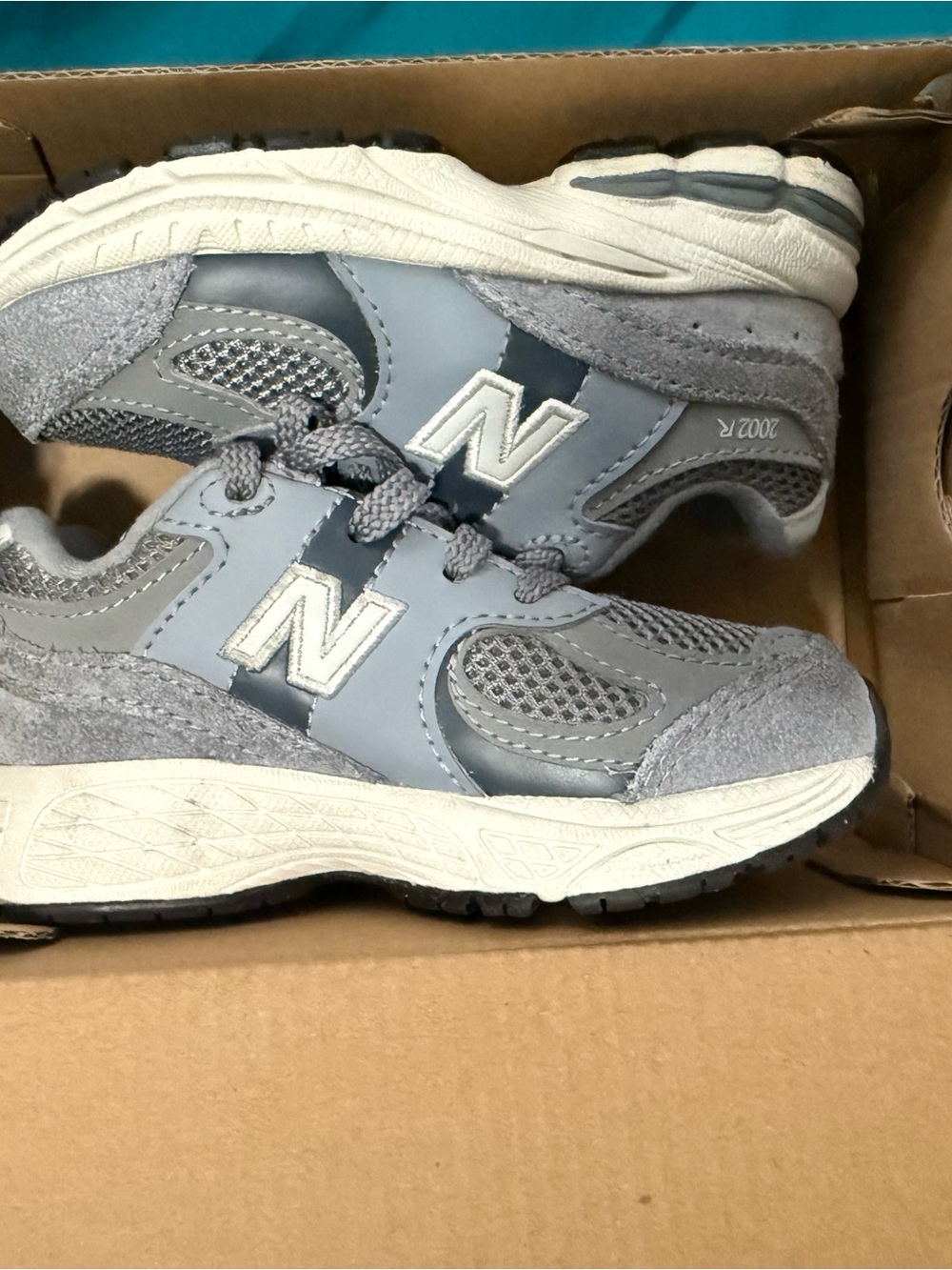 New Balance Kids Gray and White Athletic Sneakers